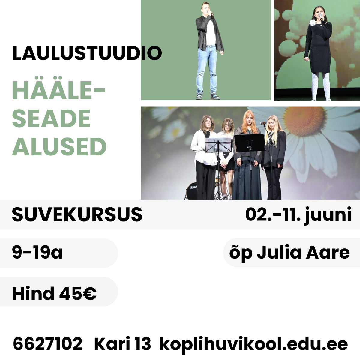 Laulustuudio kursus "Hääleseade alused"